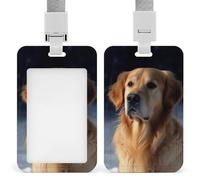 Golden Retriever Étui de protection en plastique rigide pour carte d'identité de bureau, cartes de crédit et cartes de proximité