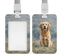 Golden Retriever Étui de protection en plastique rigide pour carte d'identité de bureau, cartes de crédit et cartes de proximité