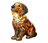 Golden Retriever Figurine Série en Résine Veilleuse LED Sculpture d'Animal Art Décoration Créative pour la Maison ou le Bureau avec Câble USB de 15 cm et Prise