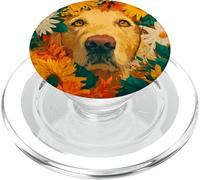 Golden Retriever Floral Art - Design coloré pour Amoureux des Chiens PopSockets PopGrip pour MagSafe