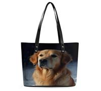 Golden Retriever Grand sac à main en cuir souple avec fermeture éclair léger pour femme