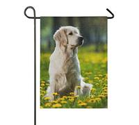 Golden Retriever Heureux Dans Un Champ De Fleurs Garden Flag Couleurs Vives Drapeau De Jardin Résistant Aux Intempéries Bannière Pour Cour Maison Porche 30X45Cm