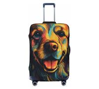 Golden Retriever Housse de protection élastique pour valise de voyage Motif vecteur coloré Anti-rayures, Noir , M
