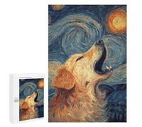 Golden Retriever Howling at The Moon -1 Puzzle 1000 Pièces Educa Jouet en Bois Cadeau Unique Décoration Intérieure Jeu Éducatif Challenge Toy Adultes Et Enfants À Partir De 14 Ans 1000 PCS