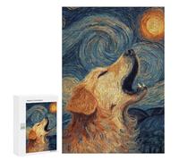 Golden Retriever Howling at The Moon -1 Puzzle 300 Pièces Educa Jouet en Bois Cadeau Unique Décoration Intérieure Jeu Éducatif Challenge Toy Adultes Et Enfants À Partir De 14 Ans 300 PCS