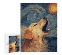 Golden Retriever Howling at The Moon Puzzle 1000 Pièces Educa Jouet en Bois Cadeau Unique Décoration Intérieure Jeu Éducatif Challenge Toy Adultes Et Enfants À Partir De 14 Ans 500 PCS