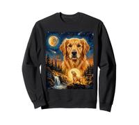 Golden Retriever Howling to The Moon Chien Vintage Sweatshirt