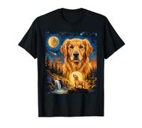 Golden Retriever Howling to The Moon Chien Vintage T-Shirt