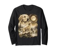 Golden Retriever Howling to The Moon Funny Dog Vintage Années 90 Manche Longue