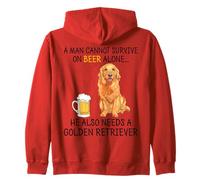 Golden Retriever humoristique A Man Cannot Survive On Beer Alone Sweat à Capuche