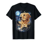 Golden Retriever Hurlant à la Lune Art Vintage Chien T-Shirt