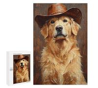 Golden Retriever in Cowboy Hat Puzzle 1000 Pièces Educa Jouet en Bois Cadeau Unique Décoration Intérieure Jeu Éducatif Challenge Toy Adultes Et Enfants À Partir De 14 Ans 1000 PCS