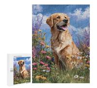 Golden Retriever in Flowers-4 Puzzle 1000 Pièces Educa Jouet en Bois Cadeau Unique Décoration Intérieure Jeu Éducatif Challenge Toy Adultes Et Enfants À Partir De 14 Ans 500 PCS