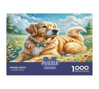 Golden Retriever Jigsaw Puzzle 1000 Pièce Adapter Les Adultes Ou Les Familles Ensemble Puzzles Difficiles Cadeaux pour Adultes 100% Carton Recyclé Puzzle Décoratif 70x50cm/1000pcs