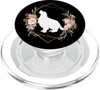 Golden Retriever - Jolie Fleur Florale Rose Noir Chien Papa Maman PopSockets PopGrip pour MagSafe