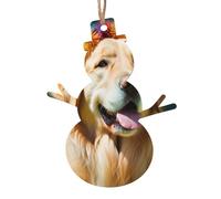Golden Retriever Lot de 1, 2, 4, 6 décorations de Noël en bois imprimé chien - 4 formes au choix : ange, cloche, arbre, bonhomme de neige | Bois sculpté respectueux de l'environnement pour décoration
