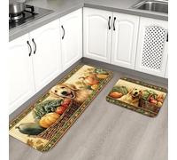 Golden Retriever Lot de 2 tapis de cuisine rembourrés et antidérapants pour éviers de cuisine et buanderie sur le thème de la récolte d'automne