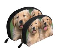 Golden Retriever Lot de 2 trousses de maquillage de voyage avec imprimé chiens et chiots, blanc, Taille unique, Trousse de maquillage