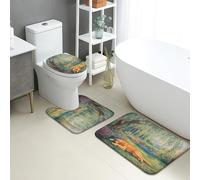 Golden Retriever Lot de 3 tapis de bain en mousse à mémoire de forme absorbant antidérapant en forme de U lavable inspiré par la nature