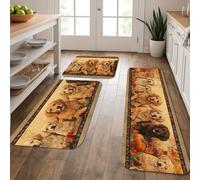 Golden Retriever Lot de 3 tapis de cuisine doux pour sol, motif chien vintage, rembourré, lavable, antidérapant pour cuisine, évier, buanderie, salle de bain