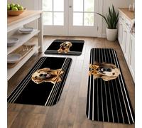 Golden Retriever - Lot de 3 tapis de cuisine pour sol, motif chien élégant, doux, rembourré, confortable, lavable, antidérapant pour cuisine, évier, buanderie, salle de bain