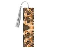Golden Retriever Lot de 5 marque-pages en bois avec pompons, cadeaux pour les amateurs de livres