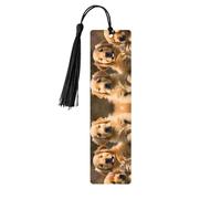 Golden Retriever Lot de 5 marque-pages en bois avec pompons, cadeaux pour les amateurs de livres
