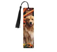 Golden Retriever Lot de 5 marque-pages en bois avec pompons, marque-pages de lecture, cadeaux pour homme et femme