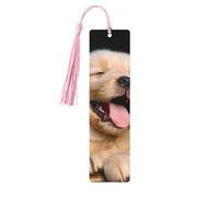 Golden Retriever Lot de 5 marque-pages en bois avec pompons, motif chiens et chiots