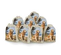 Golden Retriever Lot de 8 pochettes réutilisables en coton et chanvre avec cordon de serrage pour mariage, bricolage, fête (12 x 17 cm)
