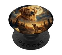 Golden Retriever Lune Esprit Chien Forêt PopSockets PopGrip Adhésif