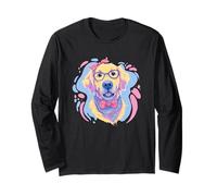 Golden Retriever Lunettes Bleues pour Amoureux des Chiens Rose Manche Longue