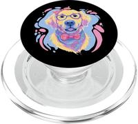 Golden Retriever Lunettes Bleues pour Amoureux des Chiens Rose PopSockets PopGrip pour MagSafe