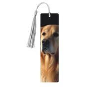 Golden Retriever Marque-page en bois pour les amateurs de livres, marque-page à faire soi-même avec pompons colorés en bois, étiquettes cadeaux rectangulaires, cadeau inhabituel pour homme et femme