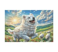 Golden Retriever Mignon Prairie 1000 Pièces Puzzle pour Ado en Carton Haute Qualité Épais Créatures célestes splendides Facile Débutant Jeu De Société Cadeau Fête des Pères Petit Prix Qualité