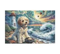 Golden Retriever Mignon ruisseau 1000 Pièces Puzzle Créatif en Carton Rigide sans Déformation Difficulté Moyenne Activité Manuelle Loisir Créatif Cadeau Créatif Anniversaire 1000 PCS/75x50cm