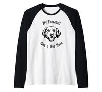 Golden Retriever Mon thérapeute a Le Nez mouillé Manche Raglan