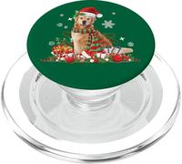 Golden Retriever, Noël, Chapeau de Père Noël lumières Cadeaux PopSockets PopGrip pour MagSafe