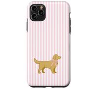 Golden Retriever Nœud rayé Rose Valentine Coque pour iPhone 11 Pro Max