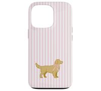 Golden Retriever Nœud rayé Rose Valentine Coque pour iPhone 13 Pro