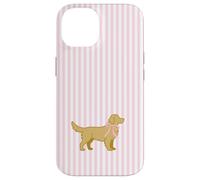 Golden Retriever Nœud rayé Rose Valentine Coque pour iPhone 14