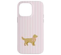 Golden Retriever Nœud rayé Rose Valentine Coque pour iPhone 14 Pro Max