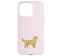 Golden Retriever Nœud rayé Rose Valentine Coque pour iPhone 15 Pro Max