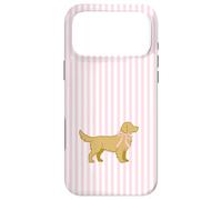 Golden Retriever Nœud rayé Rose Valentine Coque pour iPhone 17 Pro Max