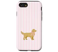 Golden Retriever Nœud rayé Rose Valentine Coque pour iPhone SE (2020) / 7/8