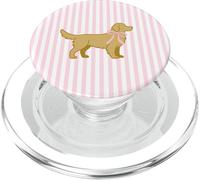 Golden Retriever Nœud rayé Rose Valentine PopSockets PopGrip pour MagSafe