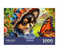 Golden Retriever on Log Under Rainbow Carton Bien Travaillé Activité De Loisir Amusante, Belle Idée De Cadeau pour Hommes, Femmes Et Amateurs De Puzzles 52x38cm/1000pcs