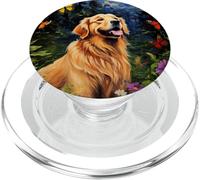 Golden Retriever Papillon Fleurs Sauvages Tourbillon Art PopSockets PopGrip pour MagSafe