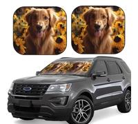 Golden Retriever - Pare-soleil de voiture pliable en 2 pièces pour pare-brise avant de voiture - Pare-soleil universel pour fenêtre avant - Couverture intérieure de voiture