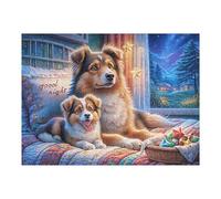 Golden Retriever Parent et Son Chiot 500 Pièces Puzzle Adulte en Carton sans Déformation Très Difficile Anti-Stress Jeu De Société Idée Cadeau Anniversaire Rapport Premium 500 PCS/52×38cm